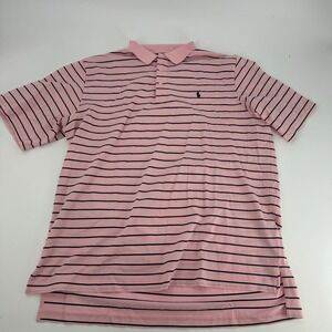 Polo Golf Ralph‎ Lauren Mens Striped Polo Shirt XL Pink Black Cotton